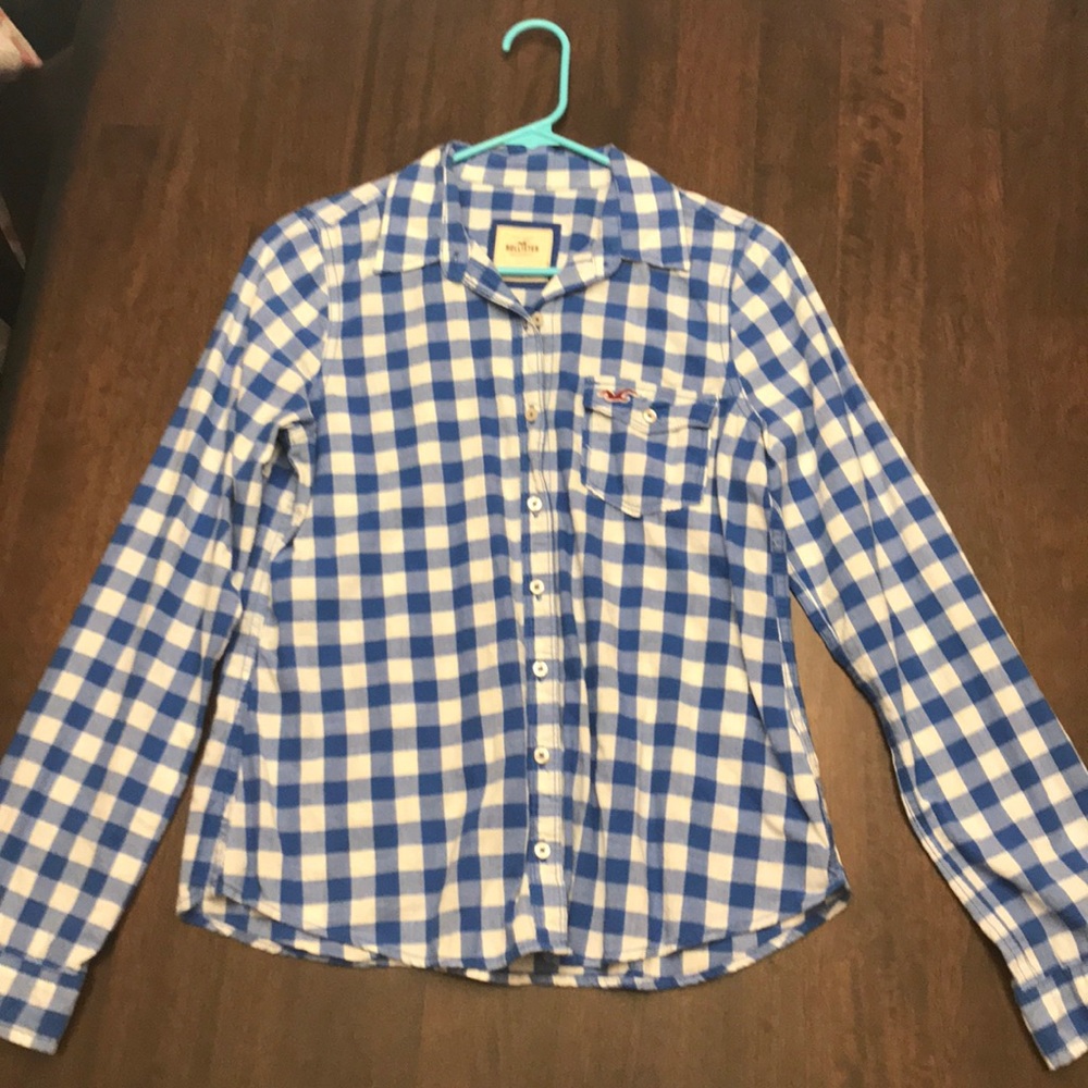 Hollister Blue Gingham Button Down Shirt